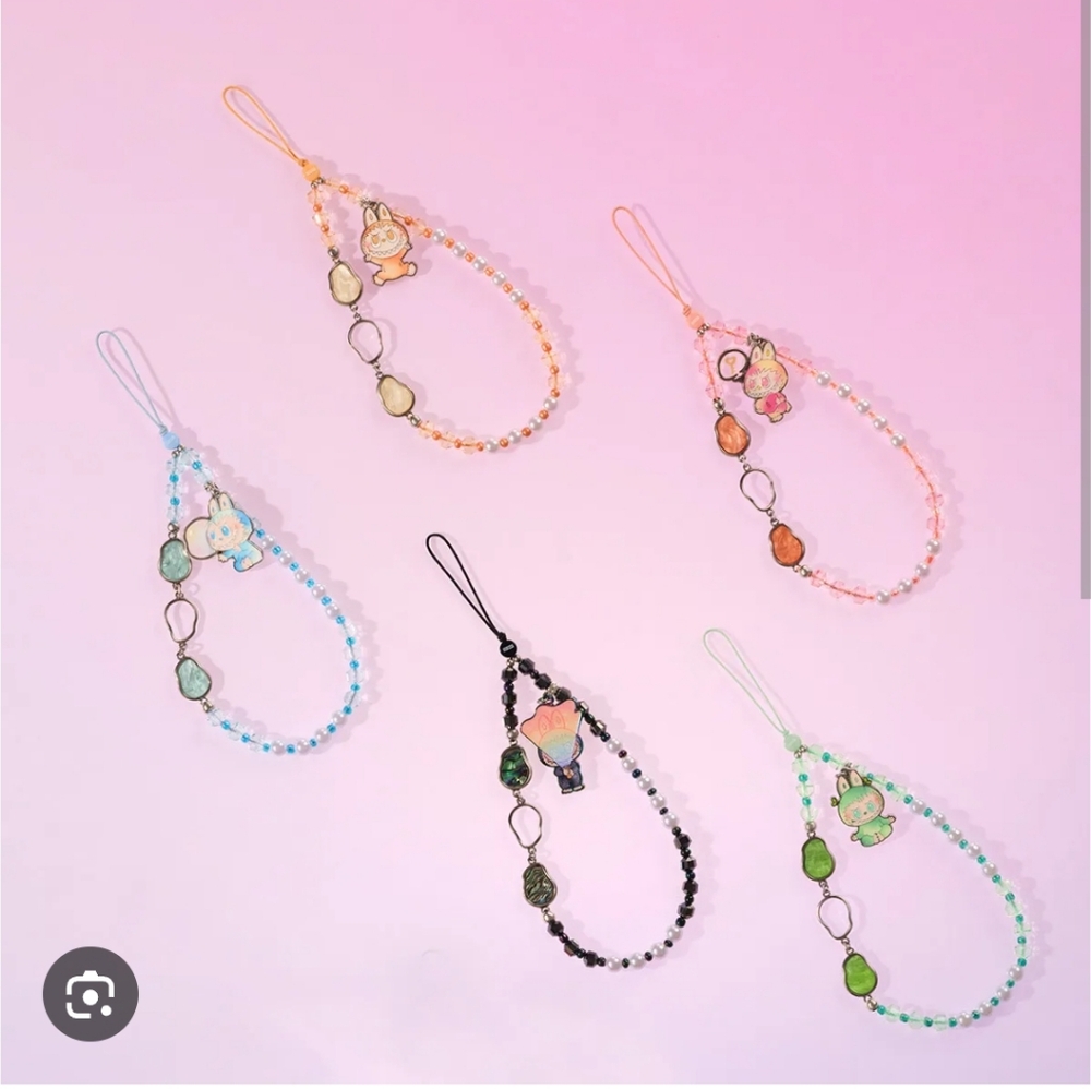 Colorful Beaded Phone Strap Set with Charms